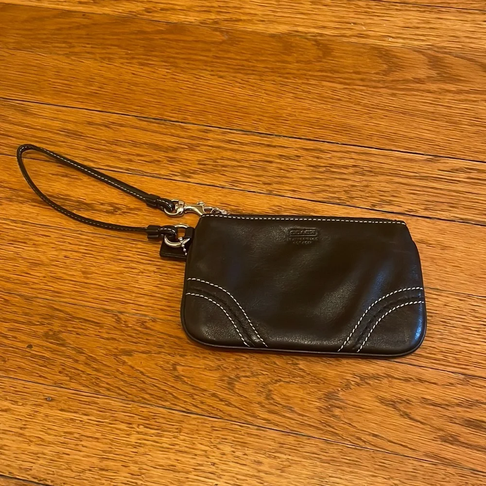 Coach black leather wristlet. Small.